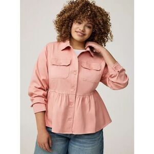 NWT Torrid Peplum Utility Jacket Mellow Rose Size 1X 14-16